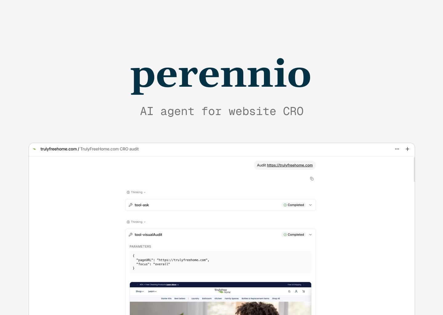Perennio website conversion optimization dashboard preview